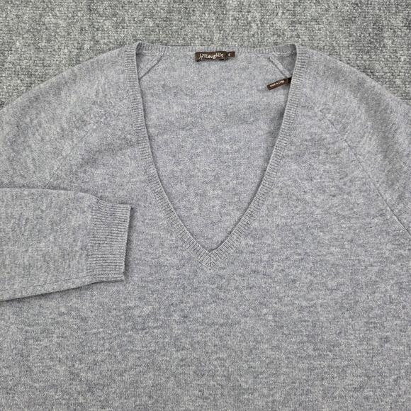 J McLaughlin Sweater Womens Small Gray Cashmere V Neck Knit Pullover Casual - Picture 1 of 15